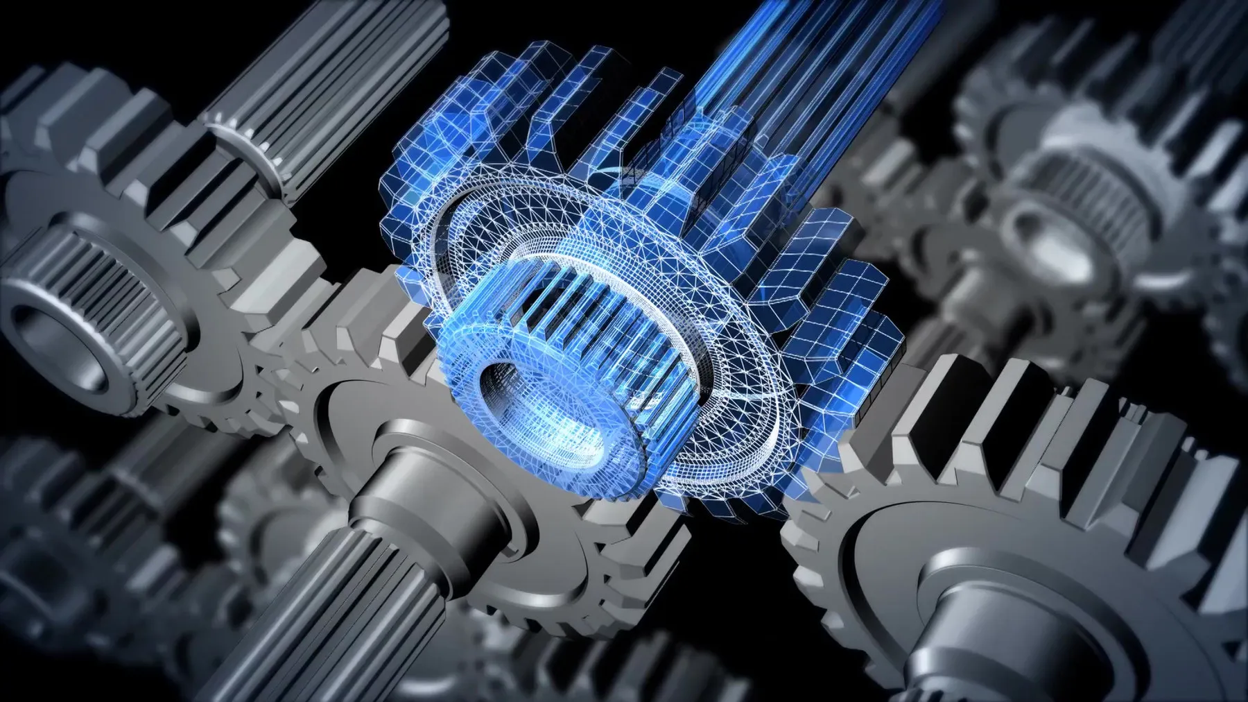 Mechanical gear assembly rendering